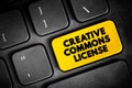 Creative Commons license - one of several public copyright licenses that enable the free distribution of an otherwise copyrighted