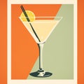 Creative Commons Retro Martini Poster With Minimalist Glassy Translucence