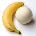 Banana and Plaster Sphere Composition isolated on white background Royalty Free Stock Photo