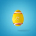 Creative composition made of yellow Easter egg. Minimal spring or summer Holiday concept. Fun background Royalty Free Stock Photo
