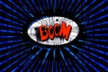 Creative concept comic book pop art style.boom text Royalty Free Stock Photo