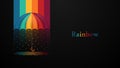 Creative concept design with umbrella and rainbow, vector illustration