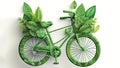 Illustration of the green bike in green leaves