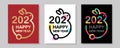 Creative concept of 2023 Happy New Year posters set. The year of the rabbit. Creative rabbit logo and text 2023. Happy Chinese New