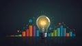 Creative Concept of Idea with Light Bulb and Charts Royalty Free Stock Photo