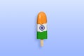 Creative concept of Indian tricolor flag created on icecream kulfi. Republic day of India. Independence day of India. India with