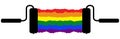 Creative concept of LGBT community symbol with paint roller painting rainbow flag