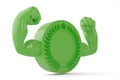 Creative concept muscle green coin 3D illustration