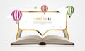 Creative concept - Open Book With Air Balloons. Vector Royalty Free Stock Photo