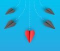 Creative concept with paper airplanes, symbolizing individuality, diversity, and innovative thinking. Vector illustration