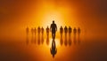 A creative concept of team leader standing among silhouettes of people, symbolizing leadership and unity Royalty Free Stock Photo