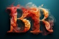 Creative concept for the word BR made of colored smoke. Ai generated