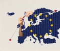 Creative conceptual design. Knitted texture of map of European Union as a symbol of heating problems. Gas transportation