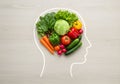 Healthy Brain: Vegetables in a Mind Shape Royalty Free Stock Photo
