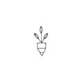 Creative Contest theme. A pencil tip with green shoots, vector hand drawn icon.