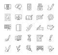 Creative copywriting vector illustration icon collection set. Outlined basic elements that represents marketing and advertising.