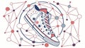 Sneaker and network corner, technology frame, sports design, connection vector design Generative AI