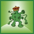 Creative corona virus monster with green background