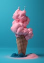 cream dessert ice art blue cloud summer pink ice cream concept. Generative AI.