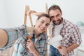 Creative couple renovating their house Royalty Free Stock Photo