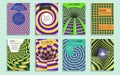 Creative covers templates with optical illusion design elements. Booklet, brochure, annual report, poster dynamic design