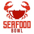 Creative Crab bowl seafood silhouette logo design. modern simple minimalist retro vintage cartoon mascot character logo vector