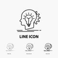 creative, creativity, head, idea, thinking Icon in Thin, Regular and Bold Line Style. Vector illustration