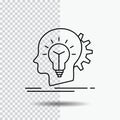 creative, creativity, head, idea, thinking Line Icon on Transparent Background. Black Icon Vector Illustration