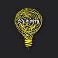 Creative creativity word on bulb design concept