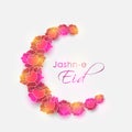 Creative crescent moon for Jashn-E-Eid celebration. Royalty Free Stock Photo