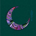 Creative Crescent Moon made by colourful floral design for Islamic Festivals
