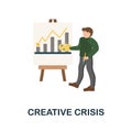 Creative Crisis flat icon. Colored element sign from creative professions collection. Flat Creative Crisis icon sign for Royalty Free Stock Photo
