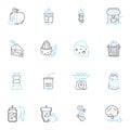 Creative Cuisine linear icons set. Artistic, Inventive, Fusion, Gourmet, Imaginative, Flair, Innovative line vector and