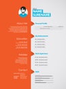 Creative curriculum vitae template with orange stripe. Royalty Free Stock Photo