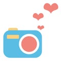 Creative cute camera icon. Colorful concept graphic logo. Royalty Free Stock Photo