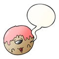 A creative cute cartoon donut and speech bubble in smooth gradient style