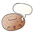 A creative cute cartoon donut and speech bubble in smooth gradient style