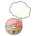 A creative cute cartoon donut and thought bubble in smooth gradient style