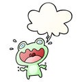 A creative cute cartoon frog frightened and speech bubble in smooth gradient style Royalty Free Stock Photo