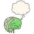 A creative cute cartoon old turtle and thought bubble in comic book style Royalty Free Stock Photo