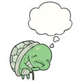A creative cute cartoon old turtle and thought bubble Royalty Free Stock Photo