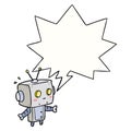 A creative cute cartoon surprised robot and speech bubble