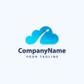 Creative 3D Cloud Logo Design. Creative Vector icon of a blue cloud with arrows Royalty Free Stock Photo