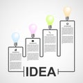 Creative 3D light bulb infographics design template. Royalty Free Stock Photo