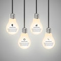 Creative 3D light bulb infographics design template. Royalty Free Stock Photo