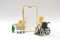 Creative 3D Render Mobile Online Shopping Mockup with Astronaut in Wheelchair Web Banner, Marketing material, presentation, online