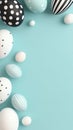 Creative decorated eggs on a turquoise background with various patterns and colors for Easter Royalty Free Stock Photo