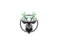 Creative Deer Head And Leaf Logo