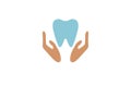 Creative Dental Holding Hands Logo Design Symbol Vector Illustration