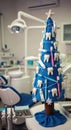 Creative dental-themed christmas tree in dentist office decor Royalty Free Stock Photo